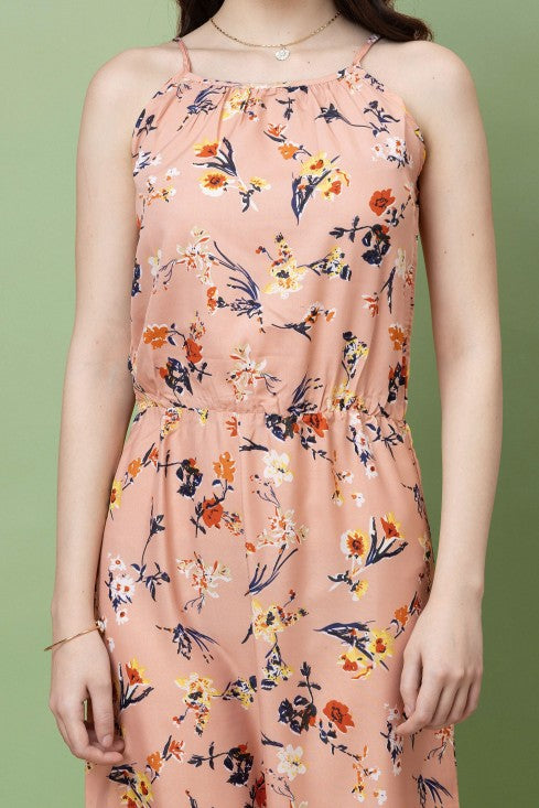 Floral Printed Noodle Strap Maxi Dress
