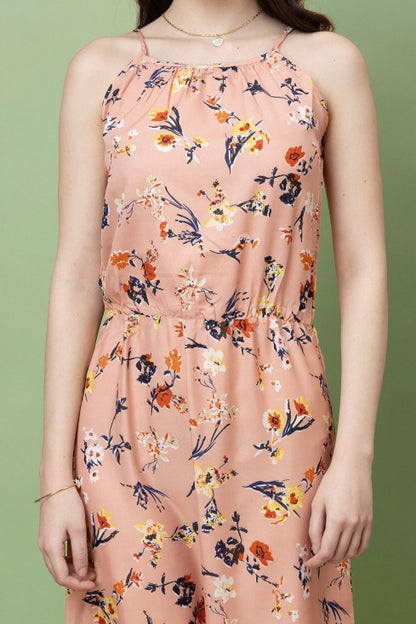 Floral Printed Noodle Strap Maxi Dress