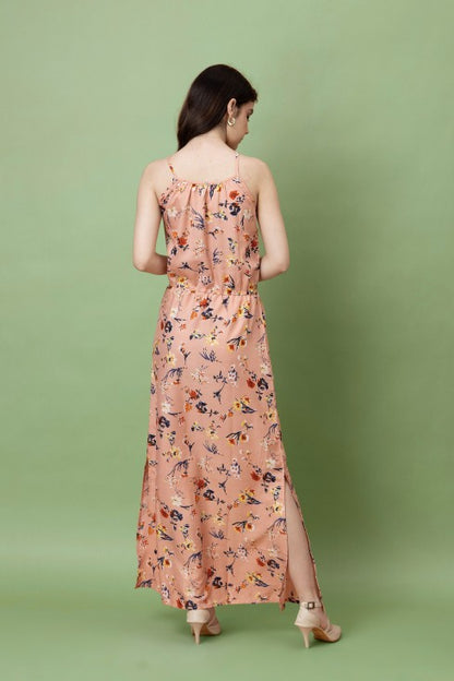 Floral Printed Noodle Strap Maxi Dress
