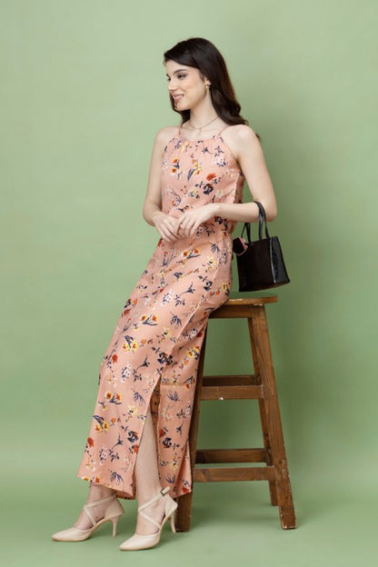 Floral Printed Noodle Strap Maxi Dress