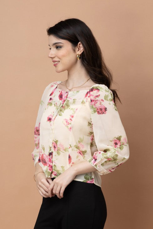Floral Printed Blouson Top