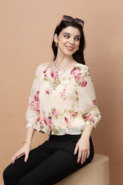 Floral Printed Blouson Top