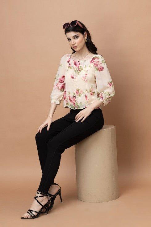 Floral Printed Blouson Top