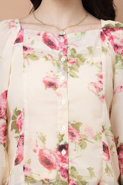 Floral Printed Blouson Top