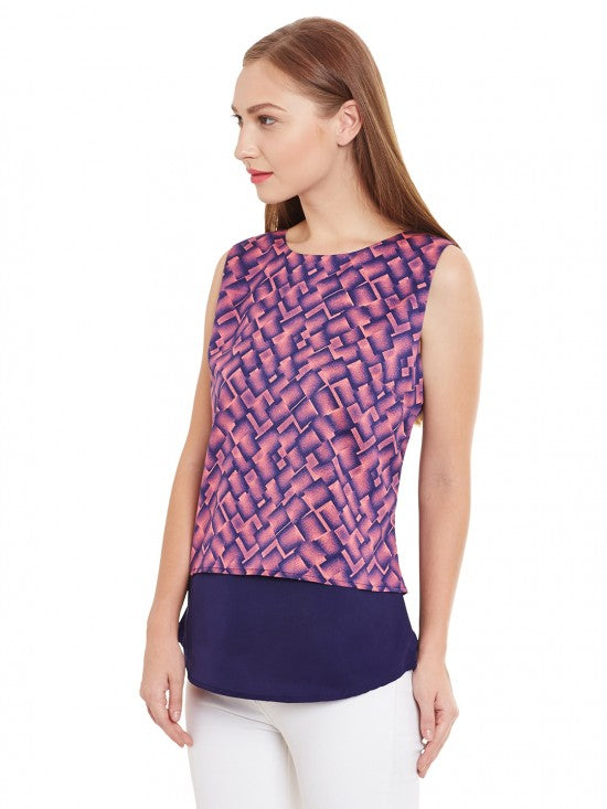PURYS Pink & Navy layered Top