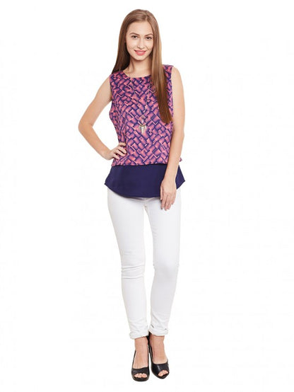 PURYS Pink & Navy layered Top