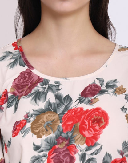Floral Printed Cold Shoulder Top