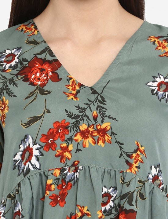Floral Printed Bell Sleeves Top