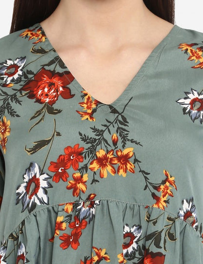 Floral Printed Bell Sleeves Top