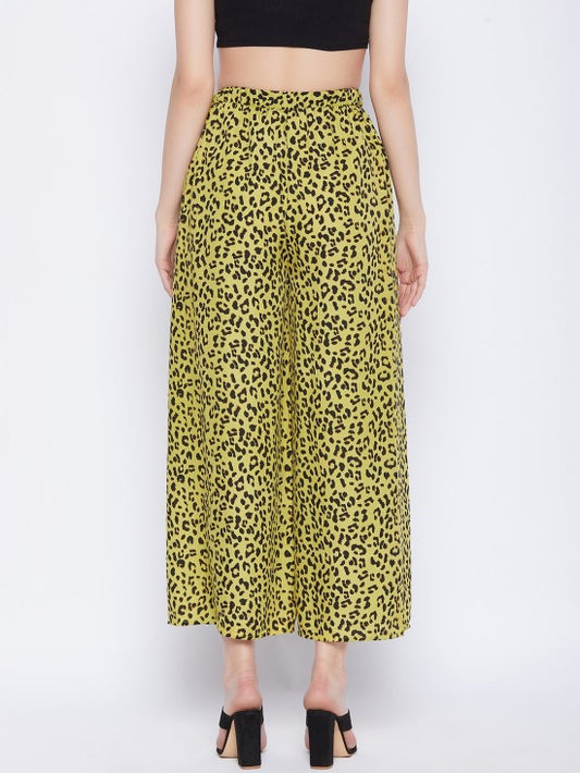Animal printed slit pants
