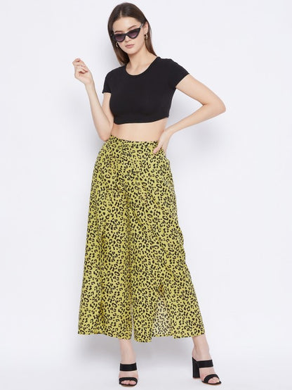 Animal printed slit pants