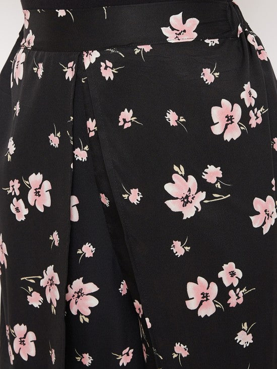 Floral printed slit pants