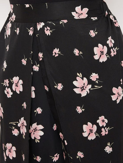 Floral printed slit pants