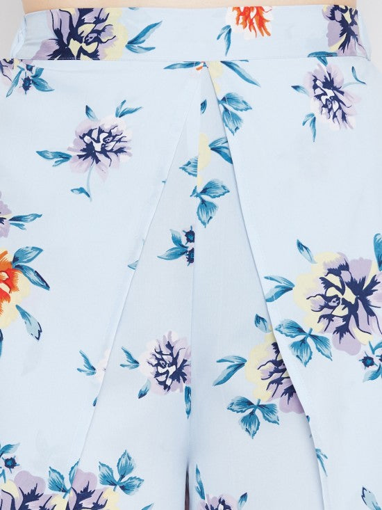 Floral printed slit pants