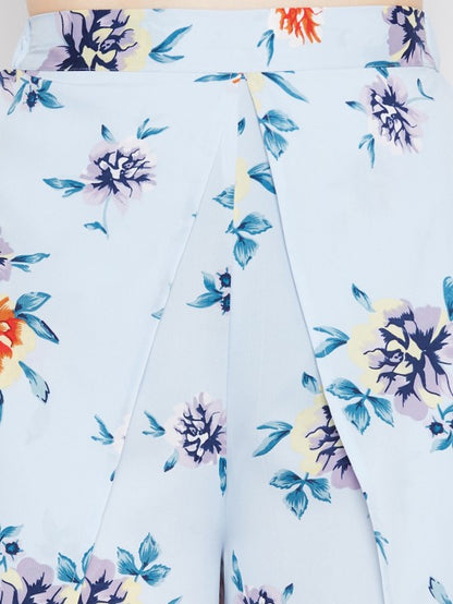 Floral printed slit pants