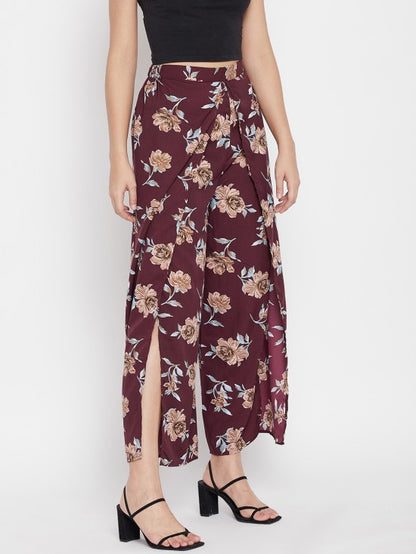 Floral printed slit pants