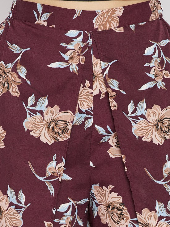 Floral printed slit pants