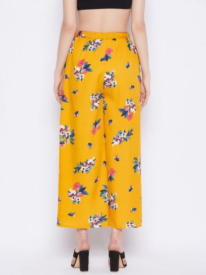 Floral printed slit pants