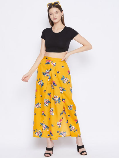 Floral printed slit pants