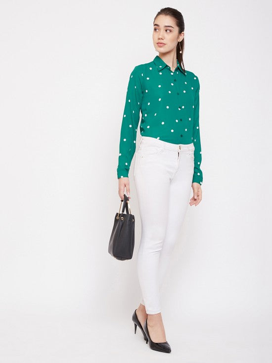 Polka dots printed regular shirt