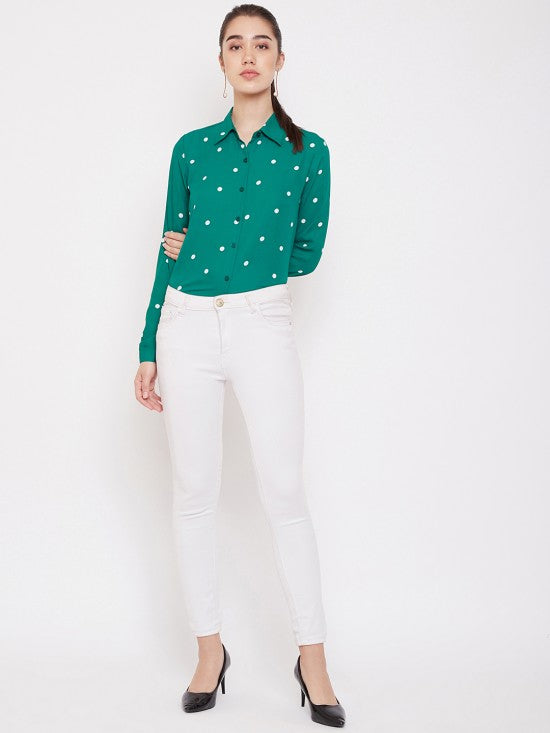 Polka dots printed regular shirt