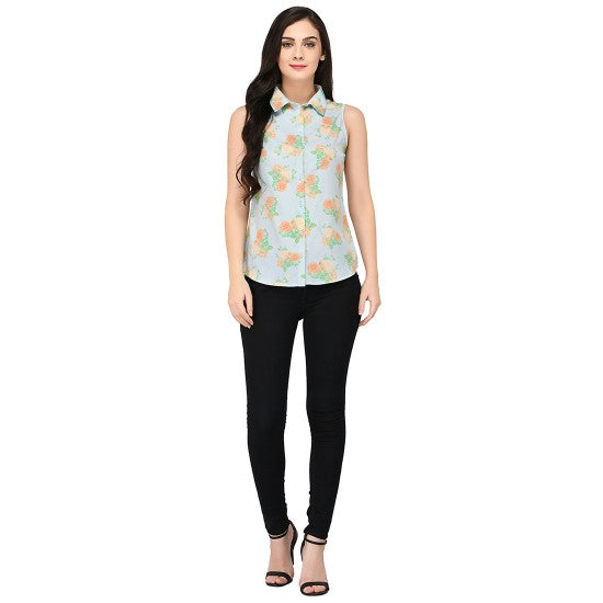 Floral printed sleeveless shirt