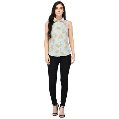 Floral printed sleeveless shirt