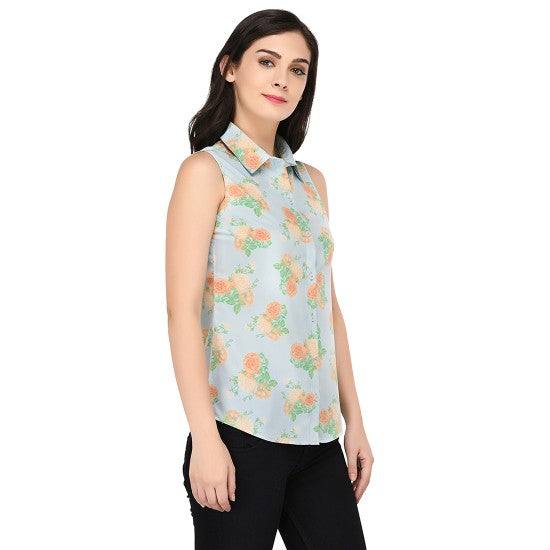 Floral printed sleeveless shirt