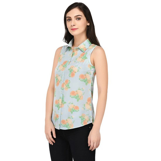 Floral printed sleeveless shirt
