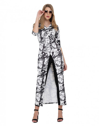 Abstract printed longline top