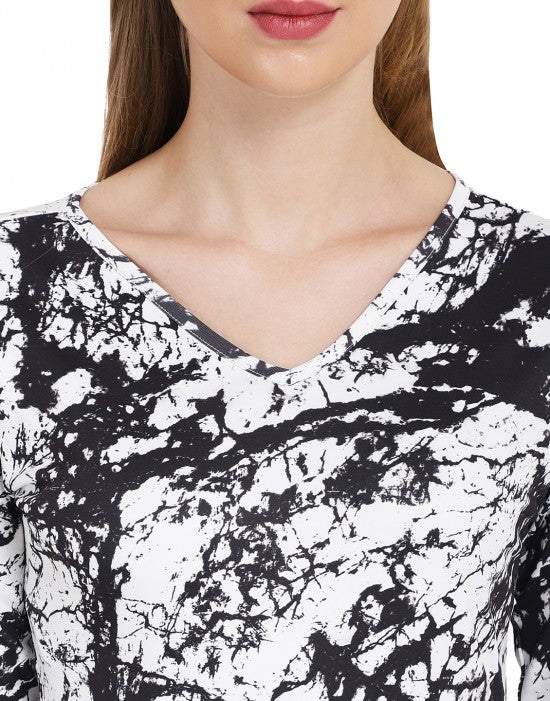 Abstract printed longline top