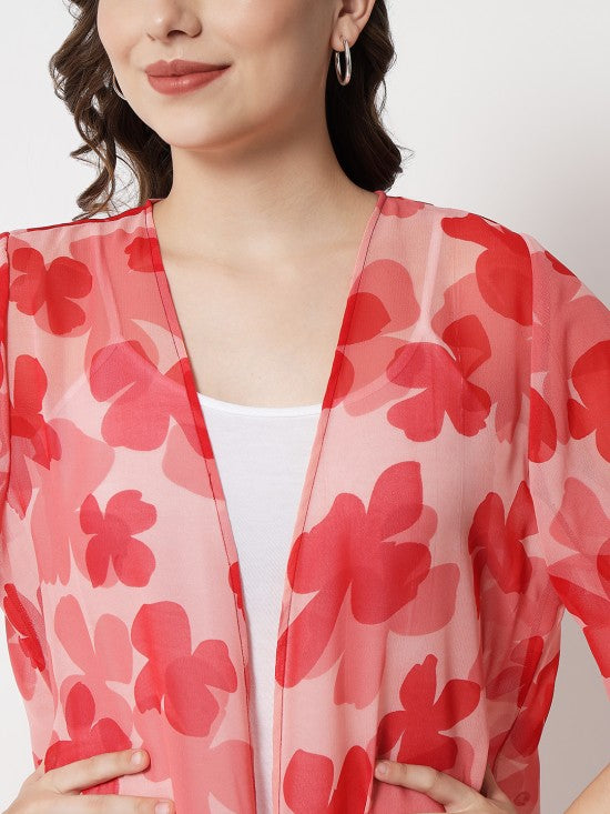 Floral Printed fringe Kimono