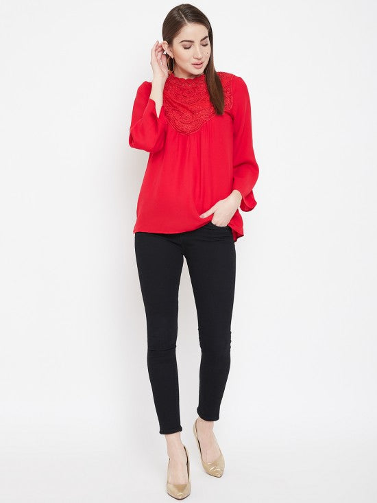 Laced Neck Full Sleeves Top