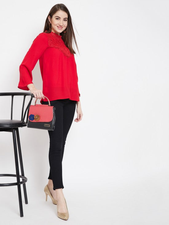 Laced Neck Full Sleeves Top