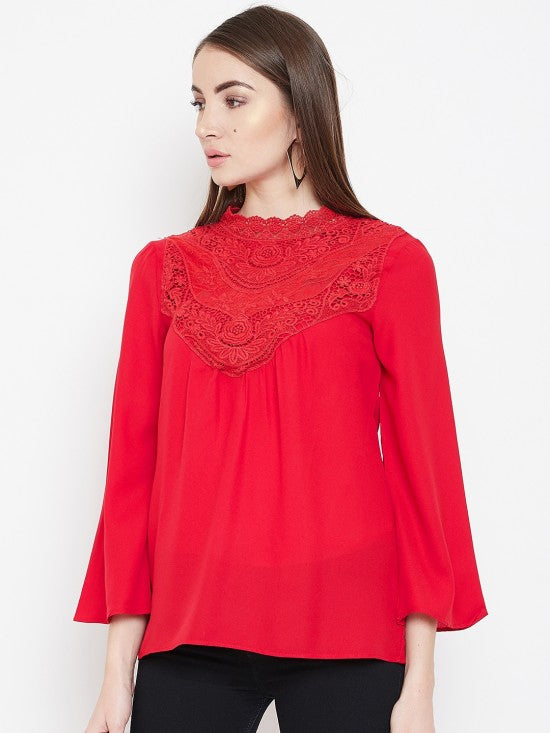 Laced Neck Full Sleeves Top