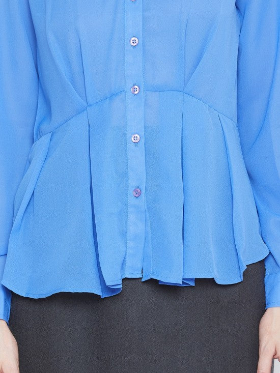 Peplum style solid shirt