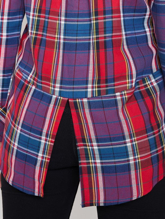 Plaid checks shirt with stylized back