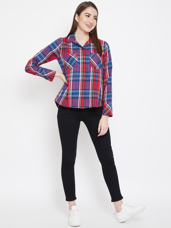 Plaid checks shirt with stylized back