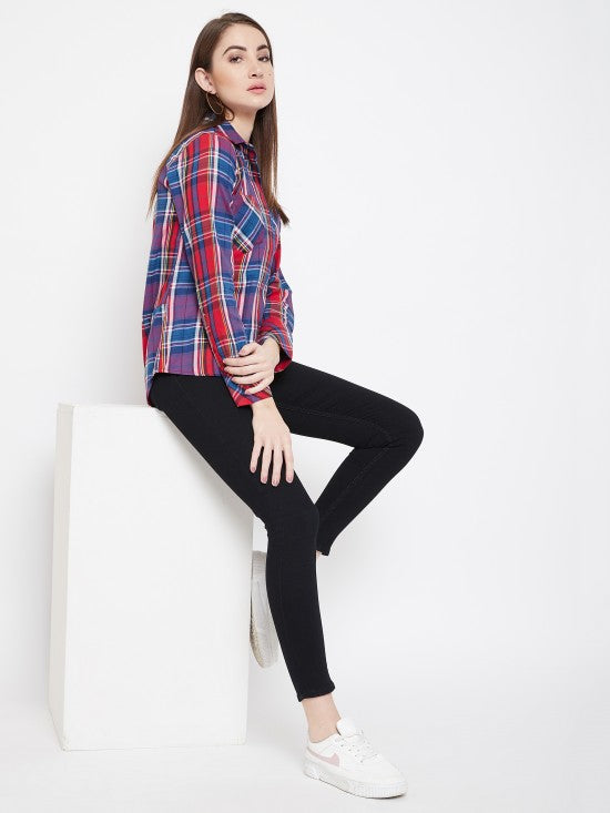 Plaid checks shirt with stylized back