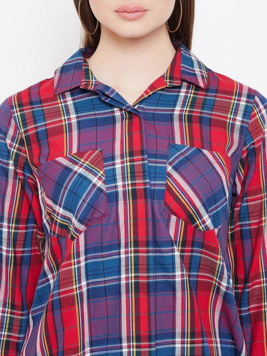 Plaid checks shirt with stylized back