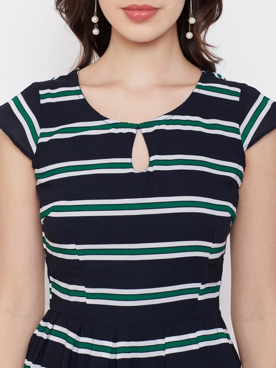 Stripes printed mini dress