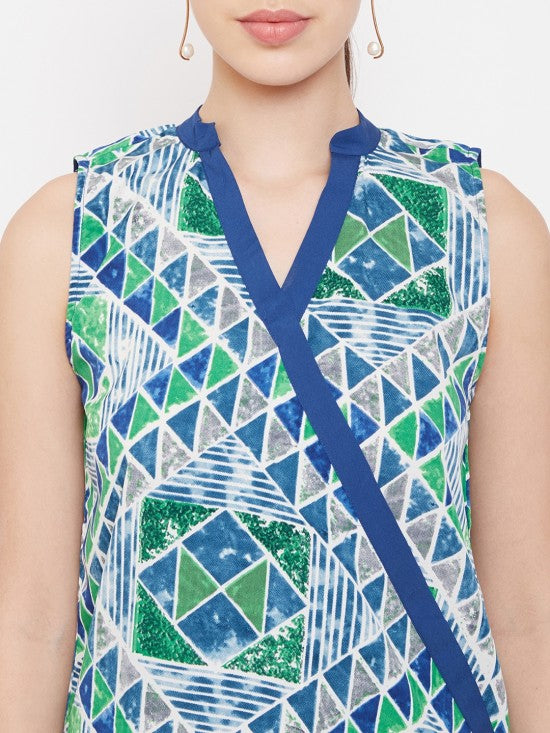 Printed High Low Hem Style Top