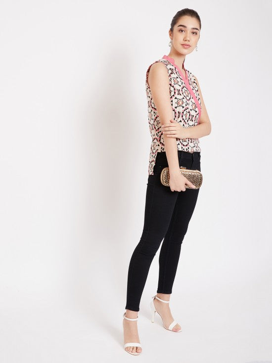 Printed High Low Hem Style Top
