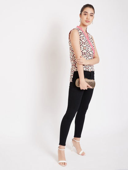 Printed High Low Hem Style Top