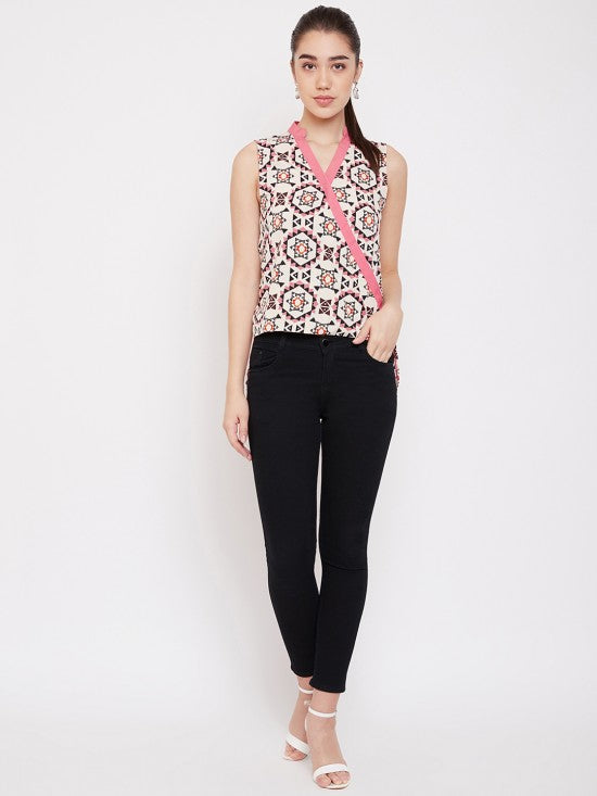 Printed High Low Hem Style Top