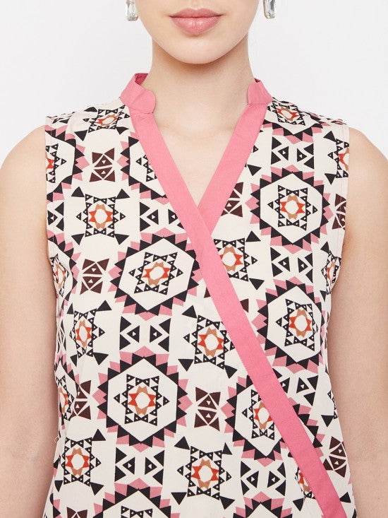 Printed High Low Hem Style Top