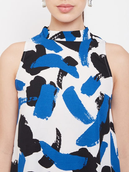 Printed Asymmetric Hem Top