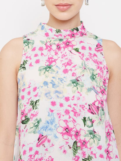 Printed Asymmetric Hem Top