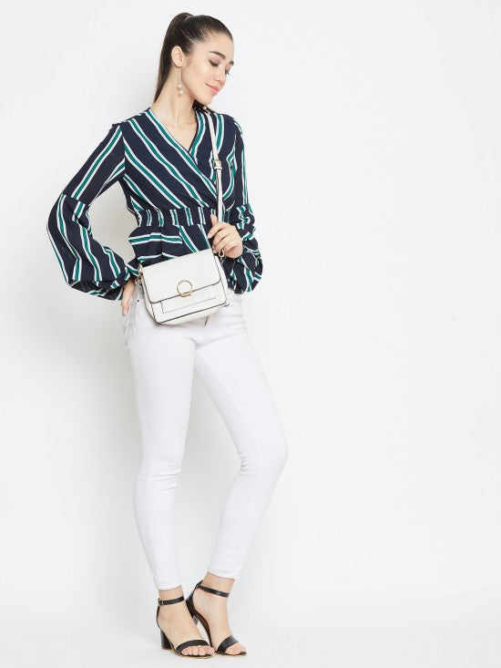 Bouffant Sleeves Peplum Top
