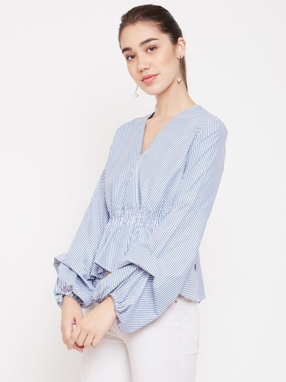 Bouffant Sleeves Peplum Top